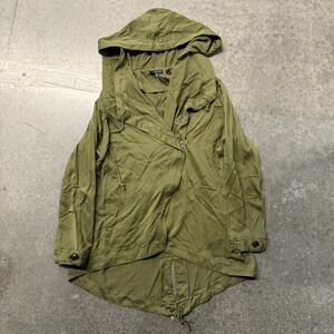 CALS Womens Olive Green Utility Anorak Hooded Jacket Fishtail Hem Size Medium